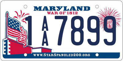 MD license plate 1AA7899