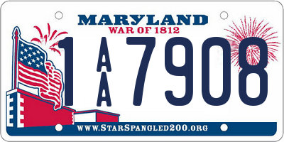 MD license plate 1AA7908