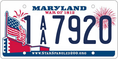 MD license plate 1AA7920