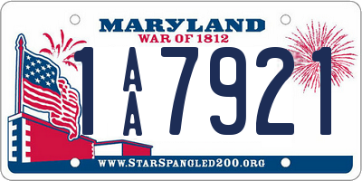 MD license plate 1AA7921