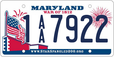 MD license plate 1AA7922