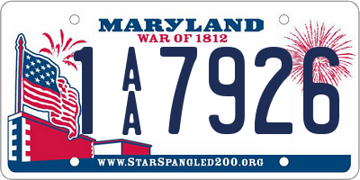 MD license plate 1AA7926