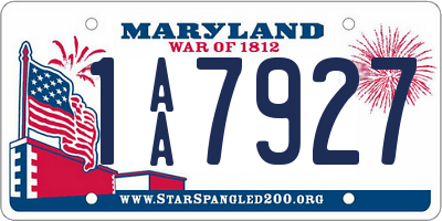 MD license plate 1AA7927