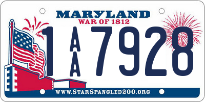 MD license plate 1AA7928