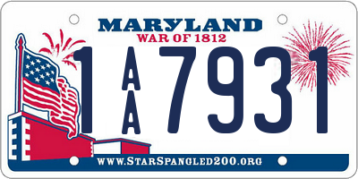 MD license plate 1AA7931