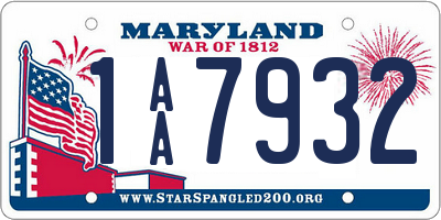 MD license plate 1AA7932