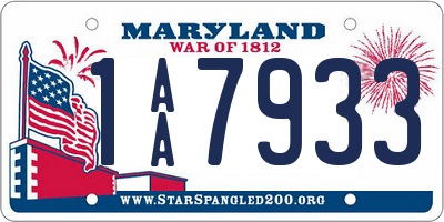 MD license plate 1AA7933