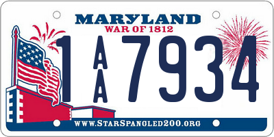 MD license plate 1AA7934