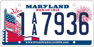 MD license plate 1AA7936