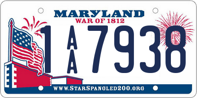 MD license plate 1AA7938