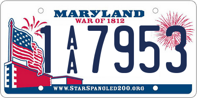 MD license plate 1AA7953