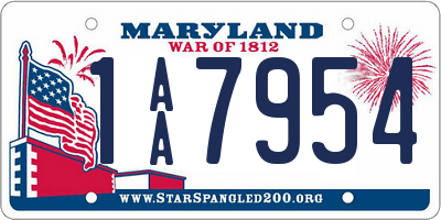 MD license plate 1AA7954