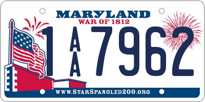 MD license plate 1AA7962