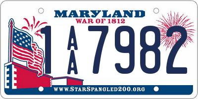 MD license plate 1AA7982