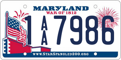 MD license plate 1AA7986