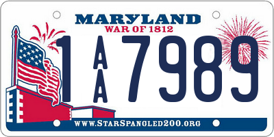 MD license plate 1AA7989