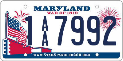 MD license plate 1AA7992