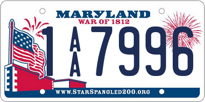 MD license plate 1AA7996