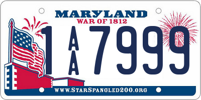 MD license plate 1AA7999