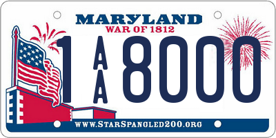 MD license plate 1AA8000