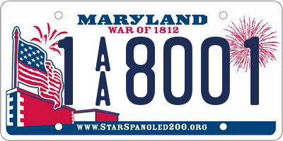 MD license plate 1AA8001