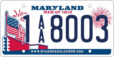 MD license plate 1AA8003