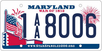 MD license plate 1AA8006