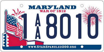 MD license plate 1AA8010