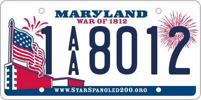 MD license plate 1AA8012