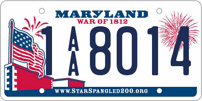 MD license plate 1AA8014