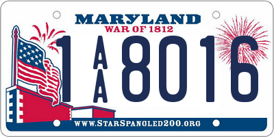 MD license plate 1AA8016