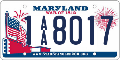 MD license plate 1AA8017