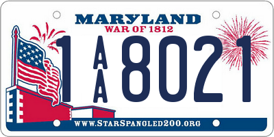 MD license plate 1AA8021