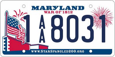 MD license plate 1AA8031