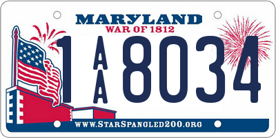 MD license plate 1AA8034