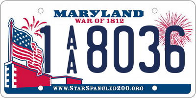 MD license plate 1AA8036