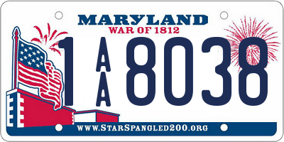 MD license plate 1AA8038