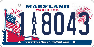 MD license plate 1AA8043