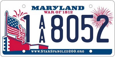 MD license plate 1AA8052