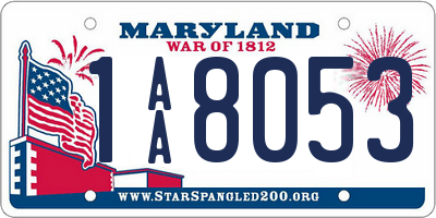 MD license plate 1AA8053