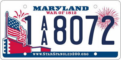 MD license plate 1AA8072