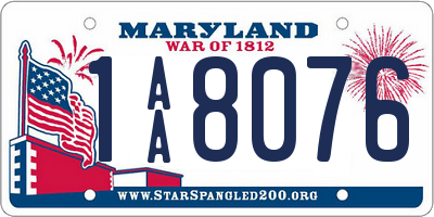 MD license plate 1AA8076