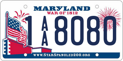 MD license plate 1AA8080