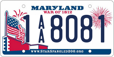 MD license plate 1AA8081