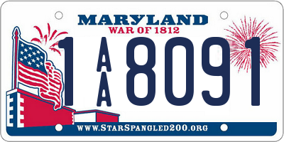 MD license plate 1AA8091