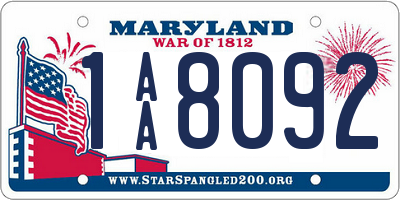 MD license plate 1AA8092