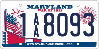 MD license plate 1AA8093