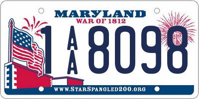 MD license plate 1AA8098