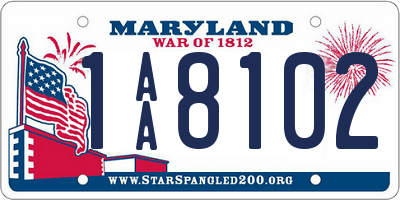 MD license plate 1AA8102