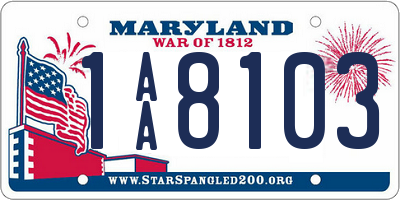 MD license plate 1AA8103